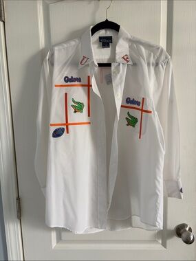 White button down Game Day Florida Gators Embroidered Womens Oxford Shirt Sz M